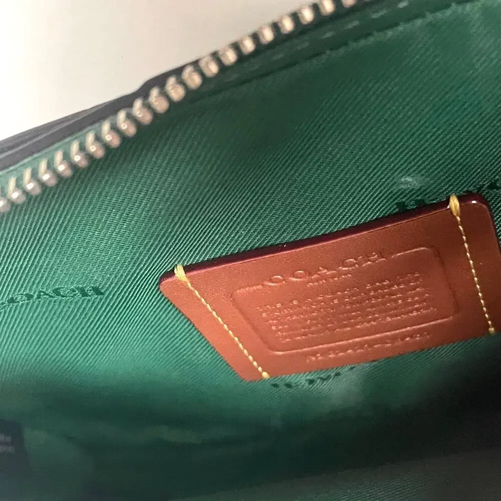 Coach Charter Crossbody 19 CW431 Ivy Green Croc Leather Double Zip